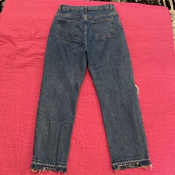 Sandro Blue Straight Leg Jeans with Distressed Details. uA4 - Picture 6 of 9